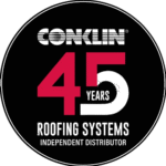 Conklin Roofing Systems 45-year logo – industry leader in commercial roof coatings and systems