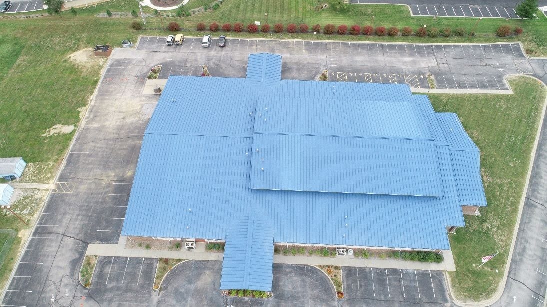 Metal roofing restoration industrial facility