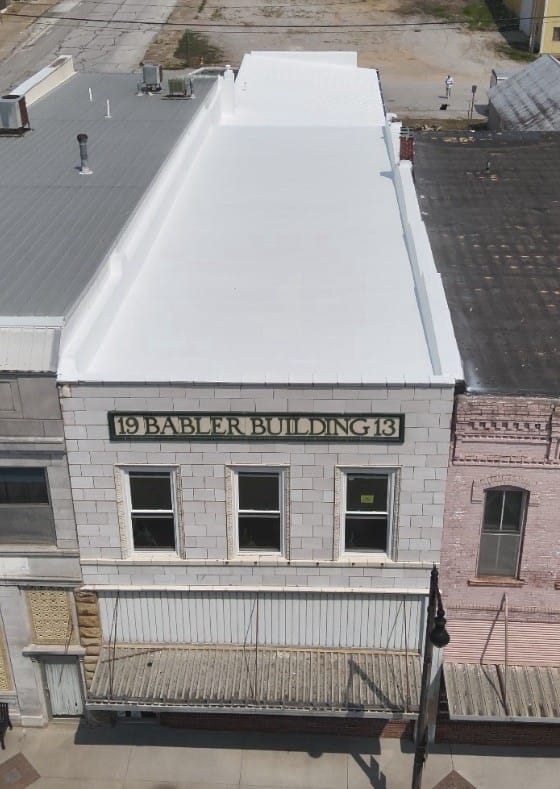 Single-ply roofing installation industrial facility