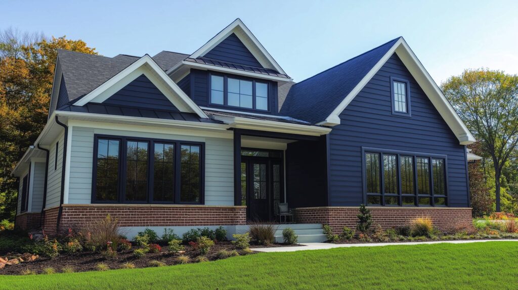 Residential home with LP SmartSide engineered wood siding in cedar texture finish, showcasing durable and weather-resistant lap siding with a modern exterior design.
