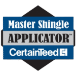 CertainTeed Master Shingle Applicator badge – certified expert in asphalt roofing systems